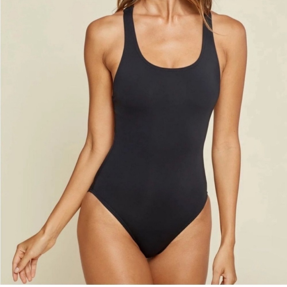 Andie Tulum Ribbed One Piece Swimwear - Black Swimsuit